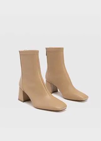 Stradivarius Ботильоны На Среднем Каблуке С Эластичным Голенищем Бежевый 35