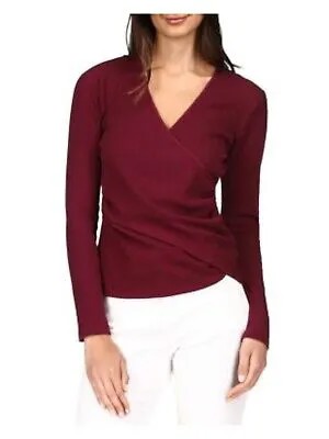 Женский темно-бордовый пуловер MICHAEL KORS с длинными рукавами, вечерний топ с запахом из искусственной кожи, размер XL
