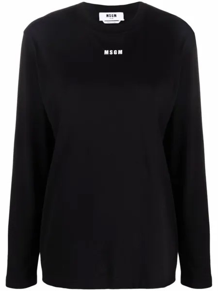 MSGM футболка с длинными рукавами и логотипом, черный