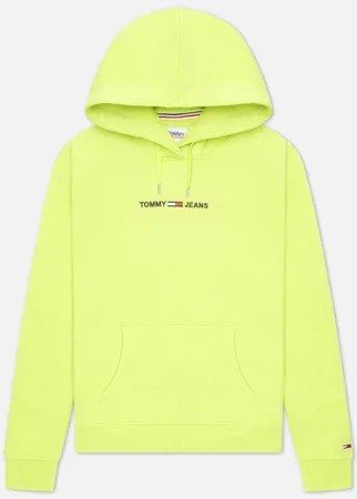 Женская толстовка Tommy Jeans Linear Logo Hoodie, цвет зелёный, размер M