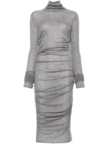 Elisabetta Franchi платье миди из джерси с логотипом, серый