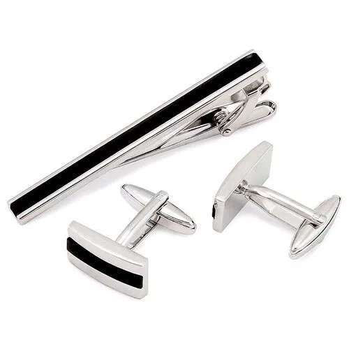 Запонки и зажим в подарочной коробке GREG 150691/Set, цвет Серебряный