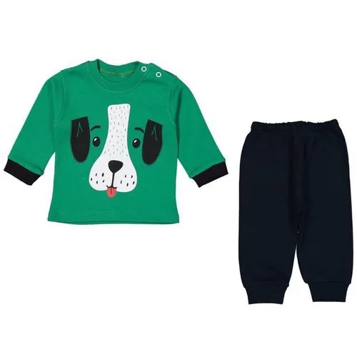Комплект одежды   детский, брюки и кофта, размер 68, черный, зеленый