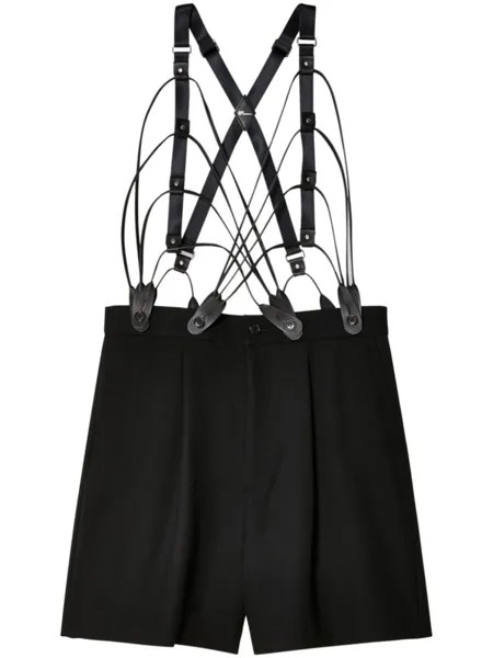 Noir Kei Ninomiya шерстяные шорты с подтяжками, черный