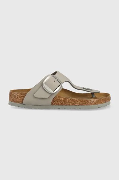 Кожаные шлепанцы Gizeh с большой пряжкой Birkenstock, серый