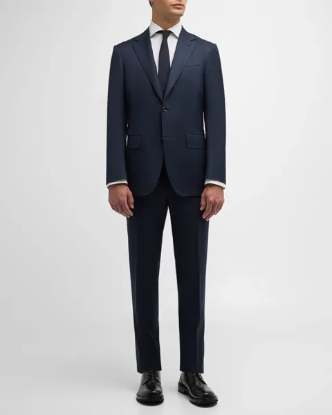Мужской шерстяной костюм в клетку в тон Canali, цвет Navy
