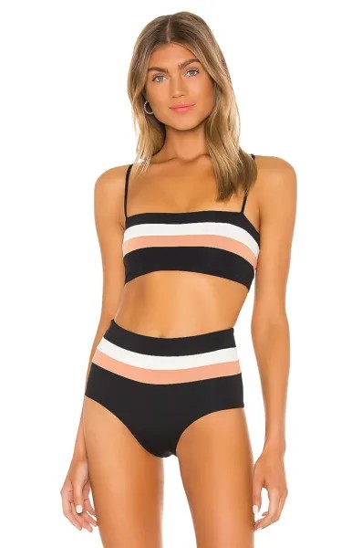 Топ бикини L*SPACE Rebel Stripe, цвет Black, Cream & Chestnut