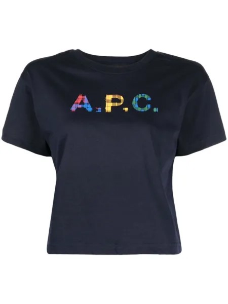 A.P.C. футболка Val с логотипом, синий