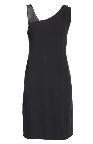 EILEEN FISHER Черное прозрачное шелковое платье-майка с V-образным вырезом и бретельками LBD XXS