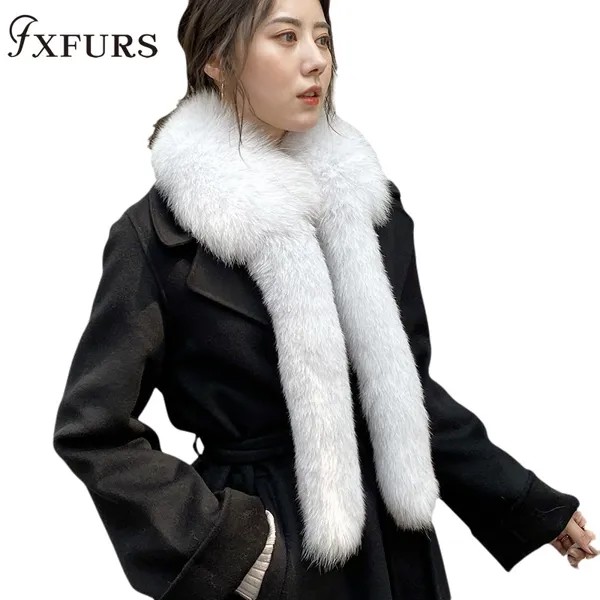 Шарф-хомут FXFURS для девочек, из натурального Лисьего меха, с длинным хвостом, зимний, теплый, 2020