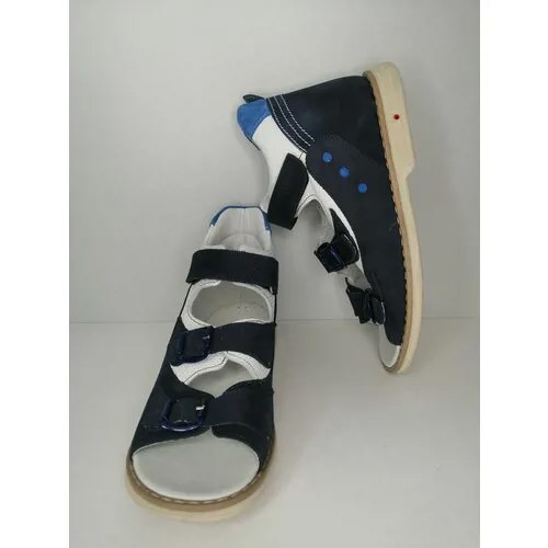 Сандалии Mini-Shoes, натуральная кожа, натуральный нубук, анатомическая стелька, каблук Томаса, размер 33, синий