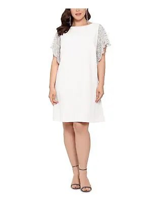 XSCAPE Женское белое облегающее вечернее платье из крепа с вырезами на рукавах 16W