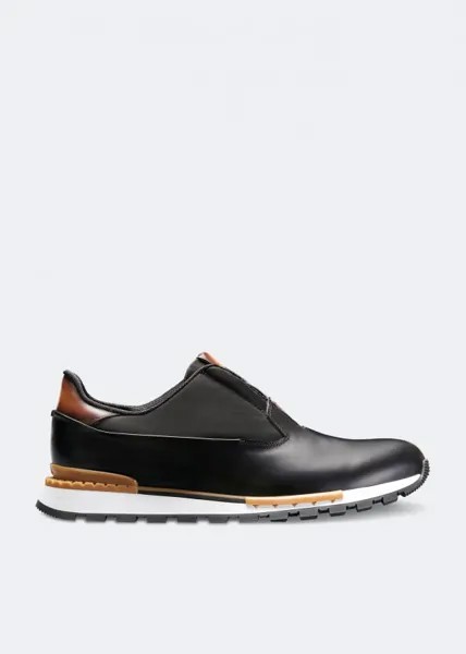 Кроссовки BERLUTI Fast Track leather sneakers, черный