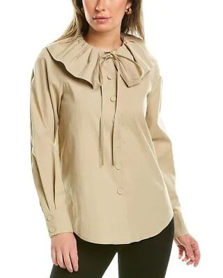 Женская блузка с воротником Rebecca Taylor, коричневая, Xs