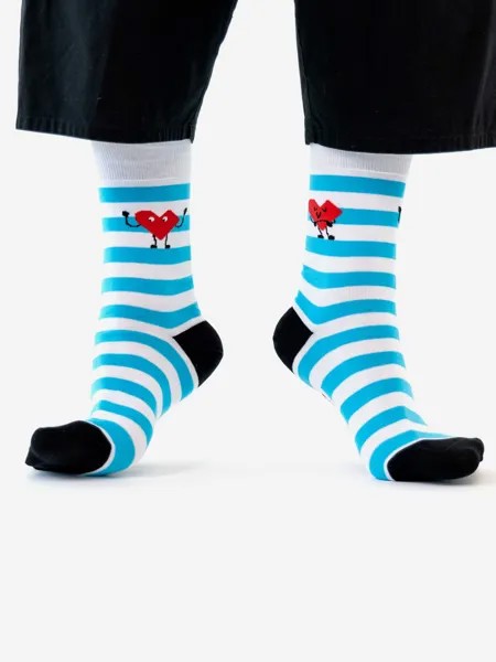 Носки St. Friday Socks - Полоски с сердечком, Голубой