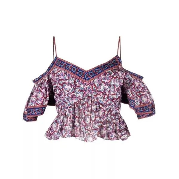 Футболка cold-shoulder floral-print blouse Etoile Isabel Marant, мультиколор