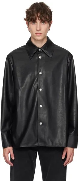 Черная рубашка из искусственной кожи Rainier Space Sefr