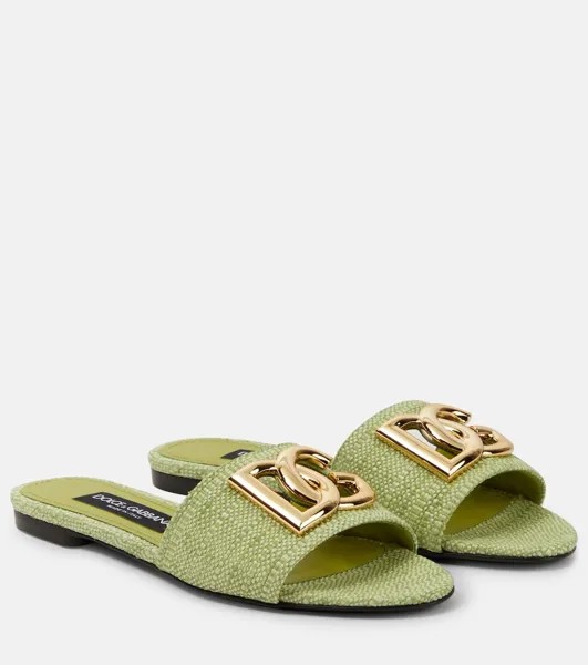 Шлепанцы DG из рафии Dolce&Gabbana, зеленый