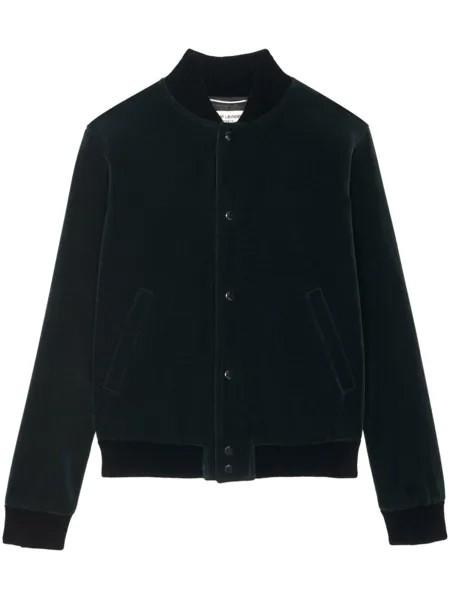 Saint Laurent бархатная куртка Teddy, зеленый