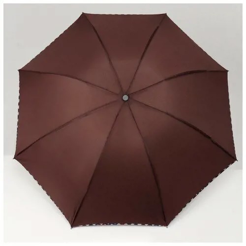 Зонт жен мех R47,5 3сл 8спиц П/Э Однотонный с оконт руч прям корич пакет