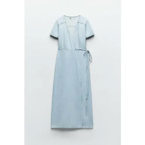 Сарафан Zara, хлопок, размер XS, голубой