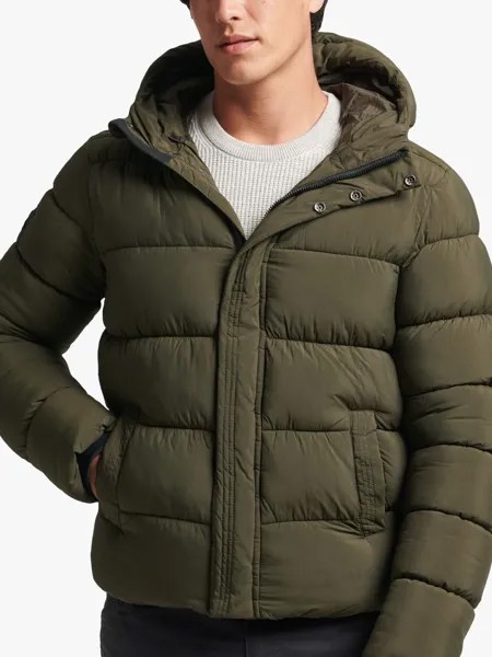 Спортивная куртка-пуховик Superdry с капюшоном XPD, цвет хаки