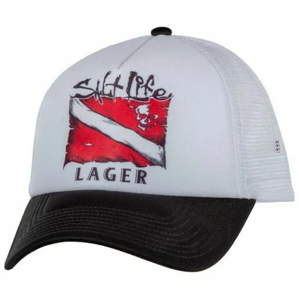 Кепка Salt Life Lager Fishing Trucker Hat — белый, черный, красный цвет — НОВИНКА!