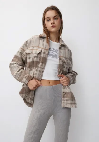 Куртка межсезонная Check PULL&BEAR, цвет sand