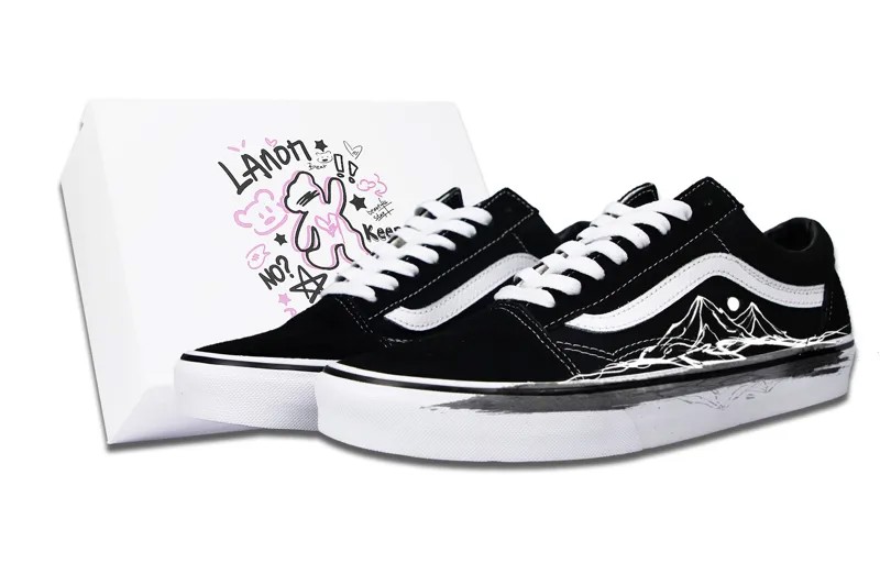 Кроссовки Vans Skateboarding Shoes Unisex Low-top White, черный