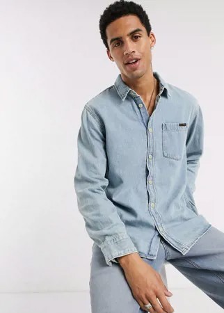 Светлая джинсовая рубашка с одним карманом Nudie Jeans Co-Синий