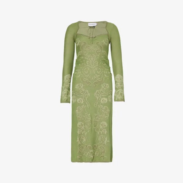 Трикотажное платье макси envy с цветочным принтом House Of Sunny, цвет moss