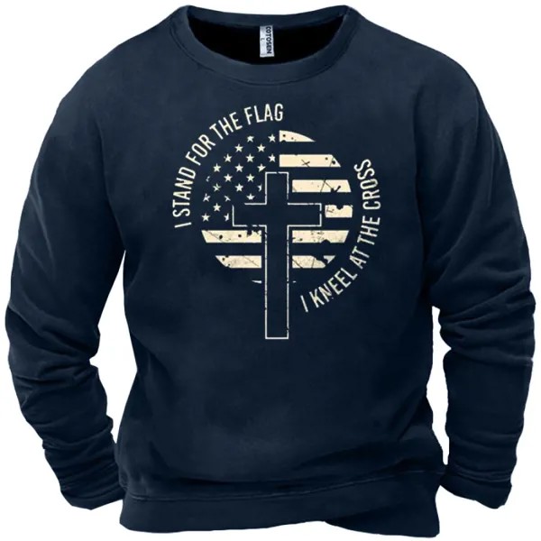 Мужская толстовка с забавным принтом веры I Stand For The Flag I Knee At The Cross