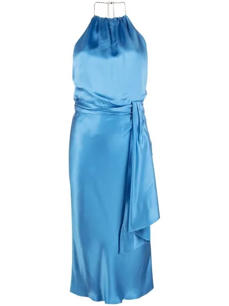 LIU JO атласное длинное платье миди с вырезом халтер