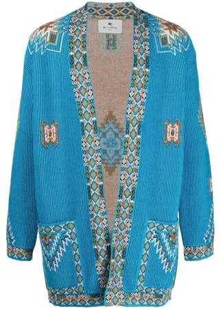 ETRO кардиган в рубчик с вышивкой
