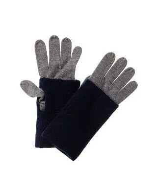 Двусторонние перчатки Forte Cashmere с цветными блоками, синие, женские