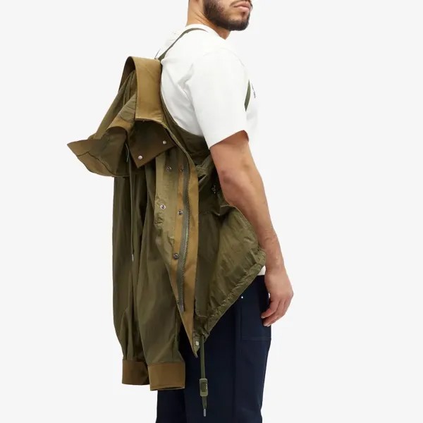 Moncler Velan Мятая нейлоновая куртка, зеленый