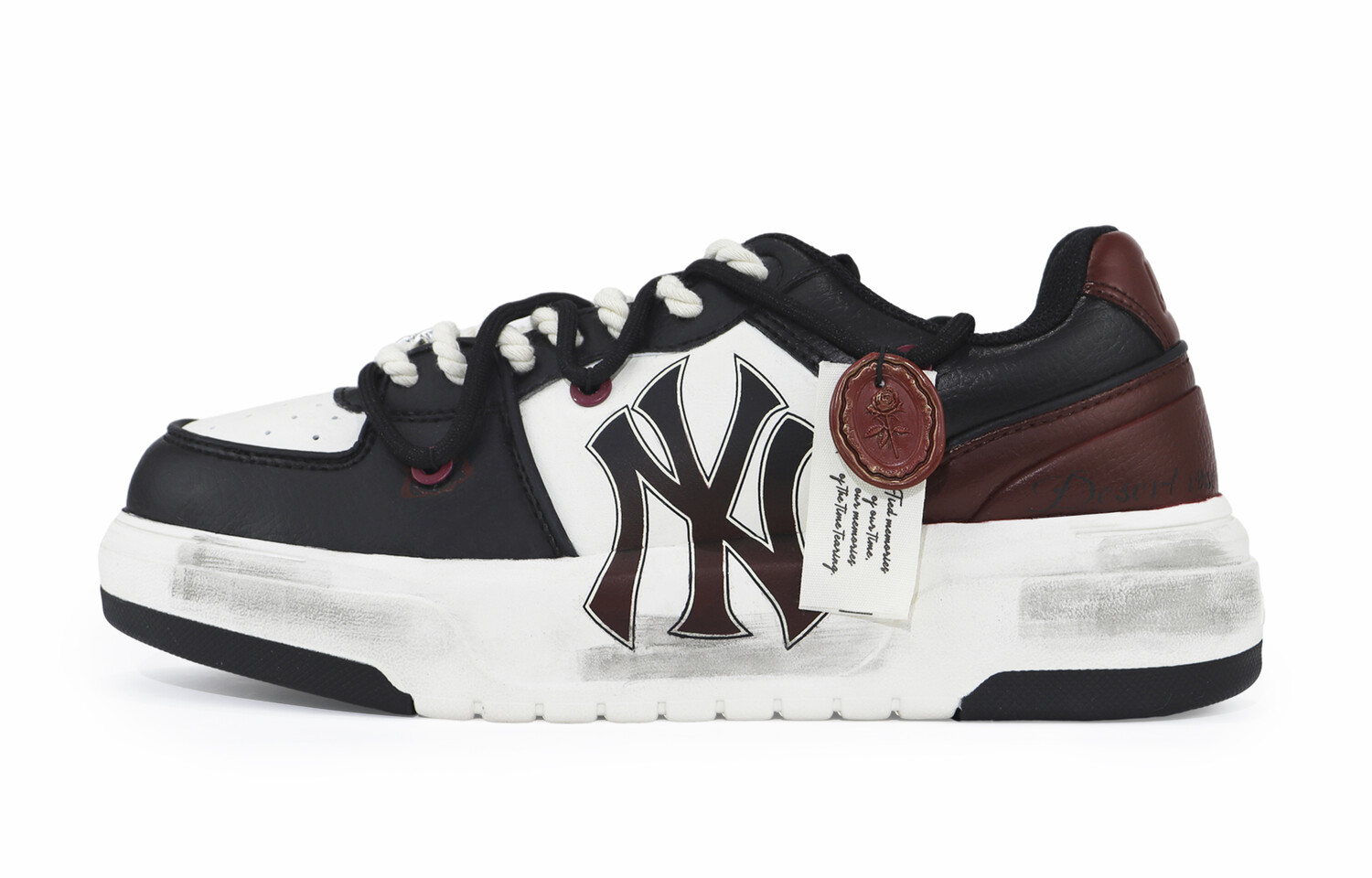 Кроссовки MLB Chunky Liner Skateboarding Shoes Unisex Low-top Black/Red/White, темно-красный