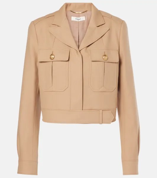 Укороченная куртка из хлопка Chloé, бежевый