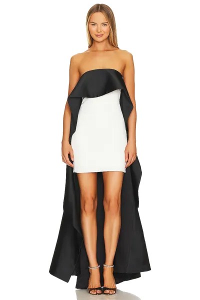 Платье мини Alice + Olivia Theda Strapless Hi Lo, цвет Ecru & Black