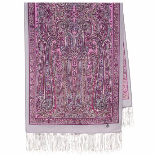 Шарф Павловопосадская платочная мануфактура,150х60 см, one size, серый/розовый