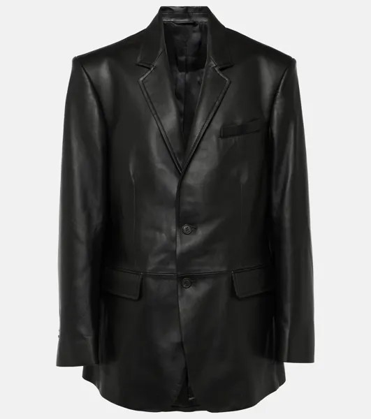 Кожаный пиджак оверсайз Wardrobe.Nyc, черный