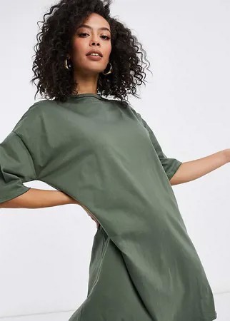 Платье-футболка цвета хаки ASOS DESIGN Tall-Зеленый цвет