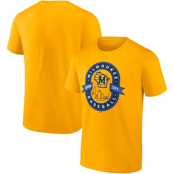 Мужская золотая футболка с логотипом Milwaukee Brewers Iconic Glory Bound Fanatics