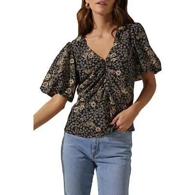 Женская блуза ASTR The Label с пышными рукавами и V-образным вырезом