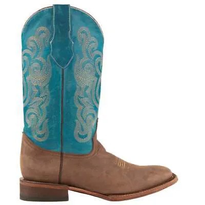 Мужские синие повседневные ботинки Ferrini Hunter Embroidered Square Toe Cowboy 12693-50