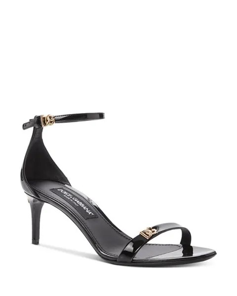 Женские босоножки на каблуке-шпильке с логотипом Dolce & Gabbana, цвет Black