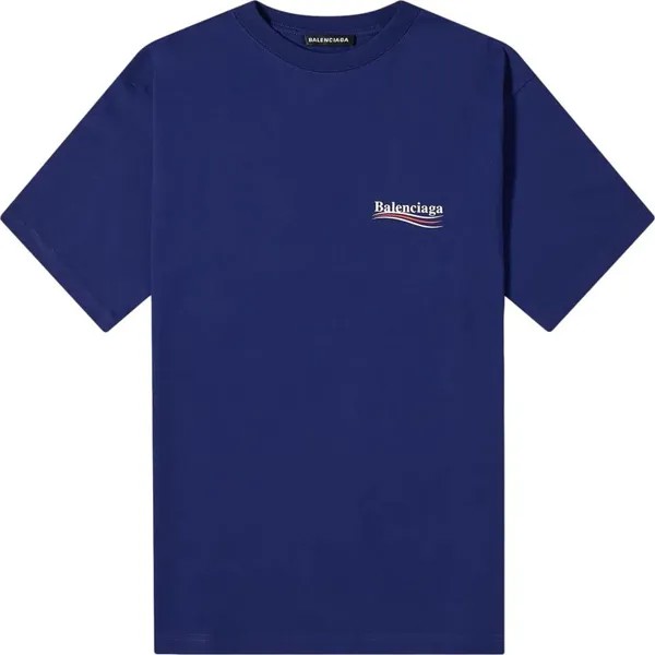 Футболка Balenciaga Logo Print T-Shirt 'Pacific Blue/White', синий