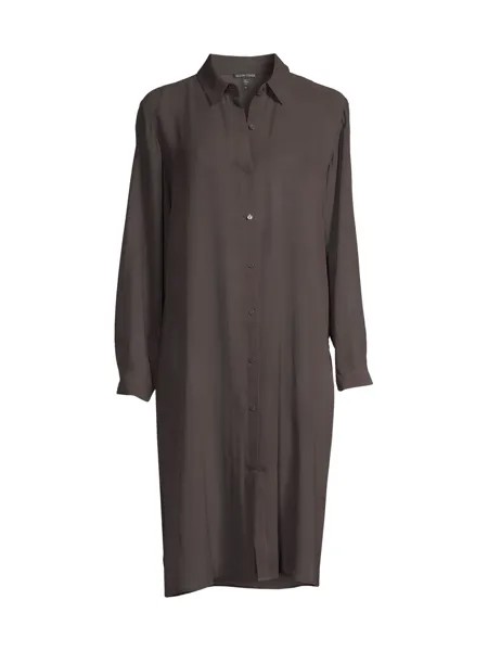 Длинная шелковая рубашка с пуговицами спереди Eileen Fisher