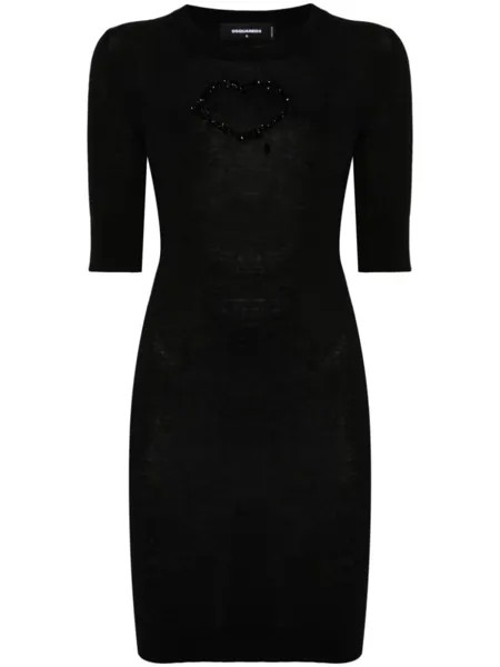 DSQUARED2 платье мини с кристаллами, черный