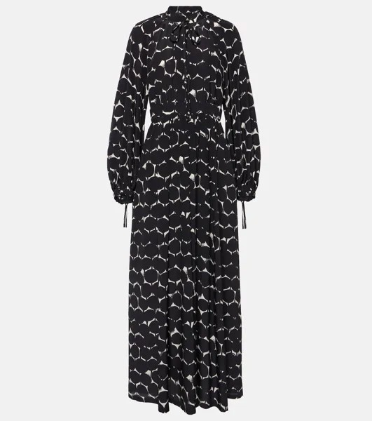 Шелковое платье макси с принтом Urbania Max Mara, черный